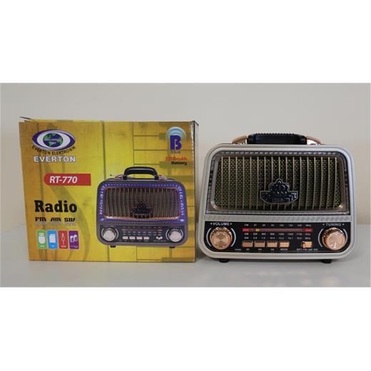 Everton Rt-770  Bluetooth Fm-Usb-Tf-Aux  Şarjlı Nostaljik Radyo(550.20.20.0189)