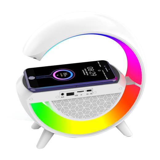 Mikado Md-G111 Beyaz 10W 1800Mah Bt-Tf-Usb-15W Wireless Şarj Rgb Işıklı Speaker(550.50.10.0097)