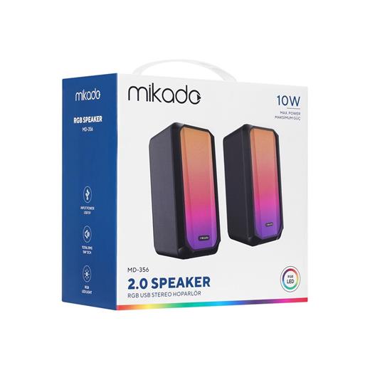 Mikado Md-356 2.0 5Wx2Ch Rgb Ledli Siyah Usb Multimedia Oyuncu Speaker Hoparlör(550.50.50.0193)