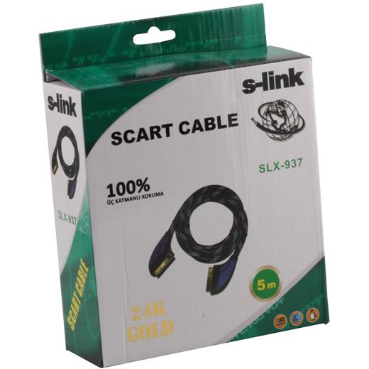 S-Link Slx-937 Scart To Scart  5Mt Gold Kılıflı Kablo(550.60.70.0022)