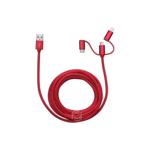 Frisby Fa-7558Uc 3Mt Örgülü Usb Data - Şarj Kablo 3İn1 (İos-Android-Type-C) Kırmızı(750.50.50.0003)