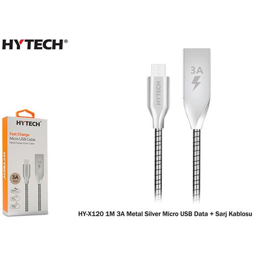 Hytech Hy-X120 1M 3A Metal Silver Micro Usb Data(750.60.25.0069)