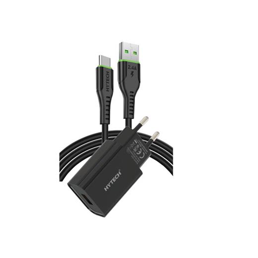 Hytech Hy-Xe26T Type-C Kablolu 2100Ma Ev Şarj 11W + 2,4A Siyah Şarj Adaptör Seti(750.60.35.0047)