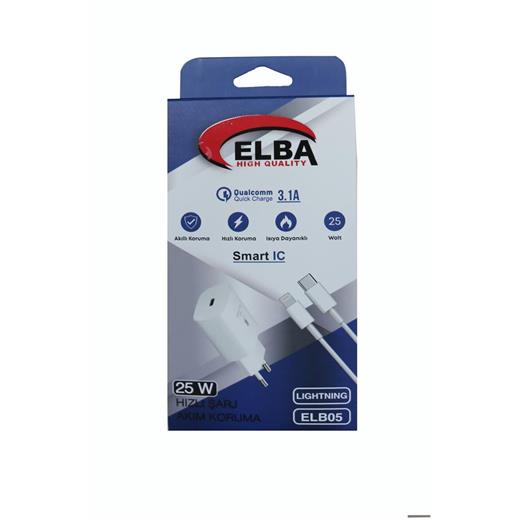 Elba Elb05-Pd-25Wıos Beyaz 25W Usb-C Ev Şarj Kafa+1Mt Type-C To Lightnıng Kablo Pd3.0-Qc4.0 Hızlı Ş (750.60.35.0074)