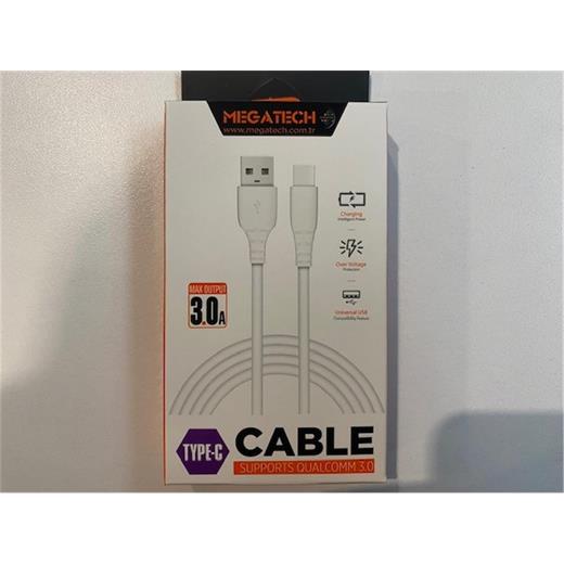 Megatech Chc65 3.0A 1Mt Beyaz Usb Type-C Şarj Kablosu (750.60.35.0086)