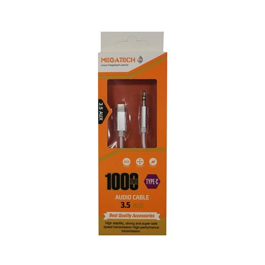 Megatech 1Mt Aux Kablo Çelik Type-C 3.5Aux  (Kutulu)(750.60.50.0030)