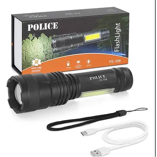Polıce Ps-358  Zoom  Gövdede Işık Şarjlı Led El Feneri (800.20.40.0037)
