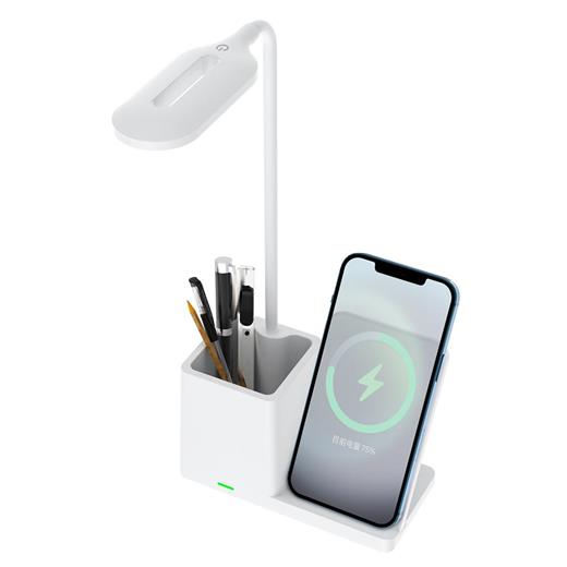 S-Link Sl-M9054 Beyaz Typec 10W Kablosuz Şarj Cihazı Kalemlikli Masa Lambası(800.30.20.0035)