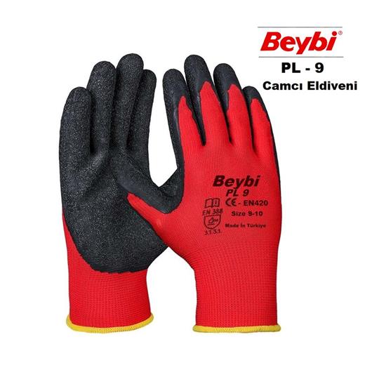 Beybi Nitril Poly Pl9 9 Beden Kırmızı Siyah İş Eldiveni 12Li Paket Camcı Eldiveni(800.40.10.0007)