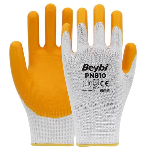 Beybi Nitril Poly Pn810 9 Beden Beyaz-Sarı 12Li Eldiven (800.40.10.0018)