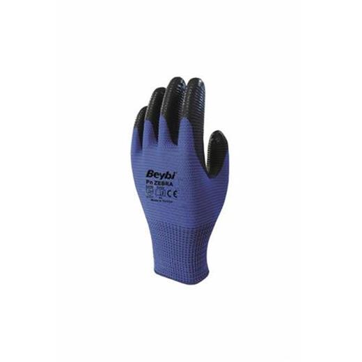 Beybi Nitril Poly Pnzebra 9 Beden Mavi Siyah  Eldiven 12Li Paket En388 (3131X)(800.40.10.0020)