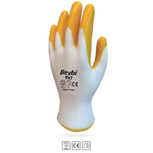 Beybi Nitril Poly Pn7 10 Beden Beyaz Sarı  Eldiven 12Li Paket(800.40.10.0021)
