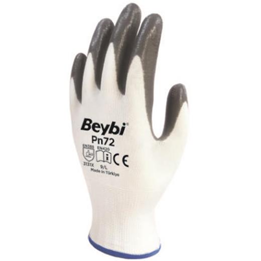 Beybi Nitril Poly Pn72 10 Beden Beyaz Gri Eldiven 12Li Paket(800.40.10.0022)