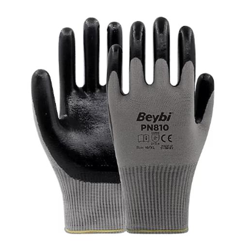 Beybi Nitril Poly Pn810 10 Beden Gri-Siyah 12Li Eldiven (800.40.10.0090)