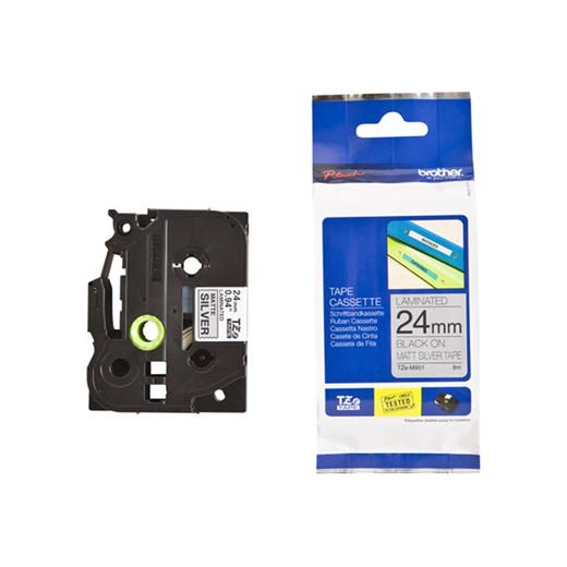 Brother Tze-M951 24 Mm Mat Gümüş Üzeri Siyah Laminasyonlu Etiket(850.50.40.0038)