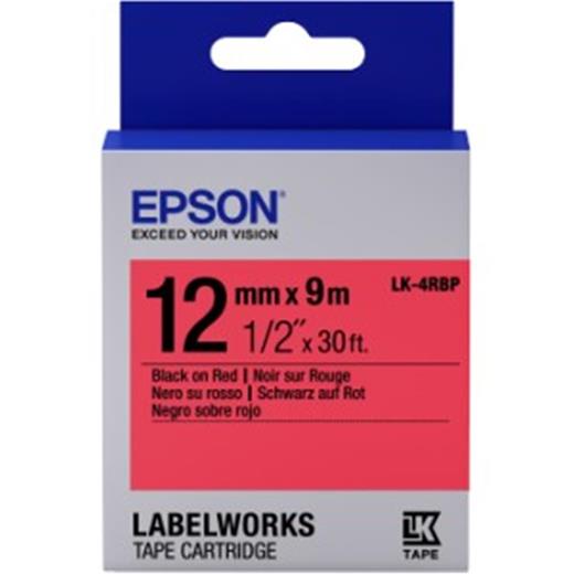Epson Lk-4Rbp Pastel Kırmızı Üzeri Siyah 12Mm 9Metre(850.50.40.0056)