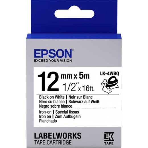 Epson Lk-4Wbq Ütüyle Transfer Beyaz Üzeri Siyah 12Mm 9Metre Etiket(850.50.40.0061)