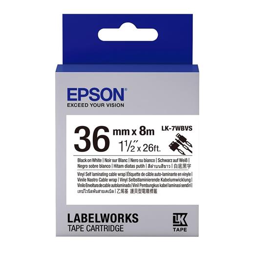 Epson Lk-7Wbvs Kendinden Laminasyonlu Kablo Giydirme Beyaz Üzeri Siyah 36Mm 8Metre Etiket(850.50.40.0087)