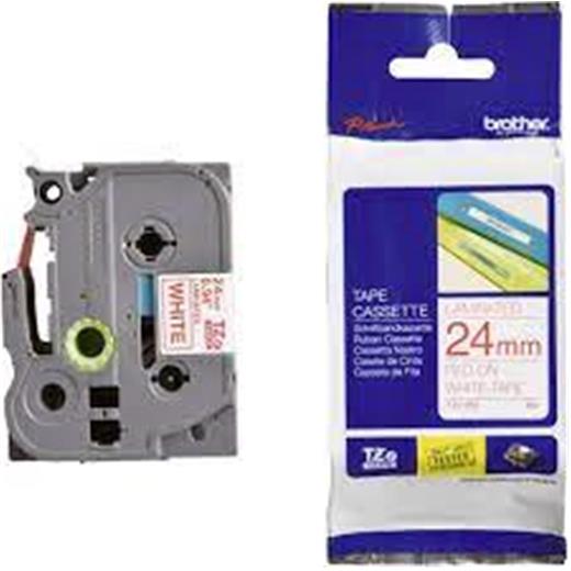 Brother Tze-252 24 Mm Beyaz Üzeri Kırmızı Laminasyonlu Etiket(850.50.40.0105)