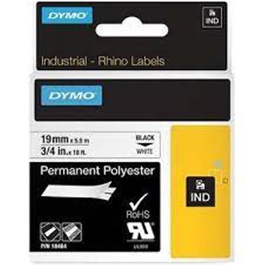 Dymo 18484 Rhinopro Sabitpolyester Şerit 19Mmx5,5M Beyaz-Siyah(850.50.40.0219)