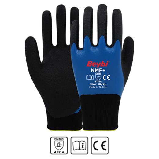 Beybi Nmf+ 9Beden 12Li Double Mikro Köpük Tam Nitril Kaplı Polyester Örgü Eldiven(868178004258)