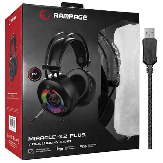 Rampage Miracle-X2 Plus Siyah Rgb Led 7.1 Surround Sound System Gaming Mikrofonlu Oyuncu Kulaklığı(900.40.10.0118)