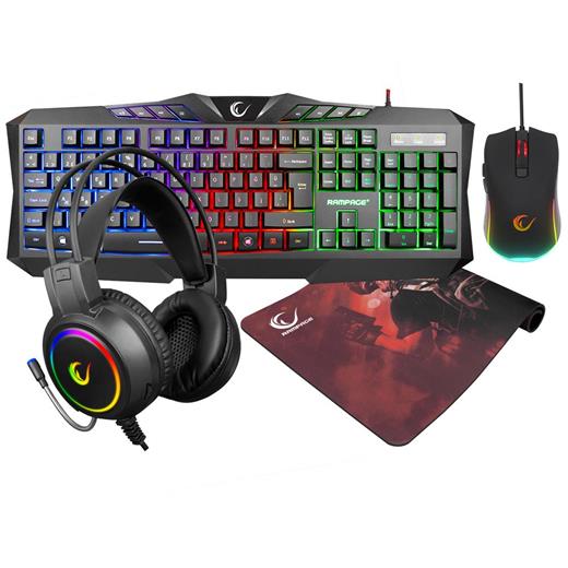 Rampage Km-404 Argentı Rainbow Aydınlatmalı Usb Gaming Combo Q Klavye + Kulaklık + Mouse + Mousepad(900.40.40.0093)