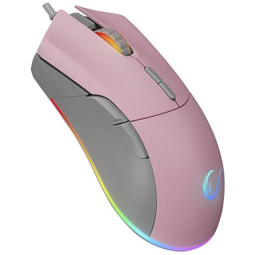 Rampage Smx-R21 Compact Usb Pembe-Gri Rgb Işıklı+Macro 7200Dpi - 1000Hz Gaming Oyuncu Mouse(900.40.50.0121)