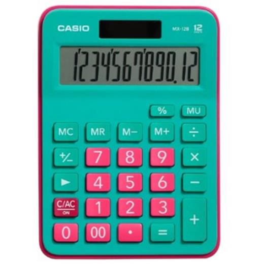 Casio Mx-12B-Gnrd Yeşil+Pembe 12 Hane Masa Üstü Hesap Makinesi(950.10.10.0163)
